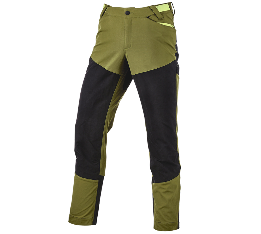 Kleding: Hybrid Functionele broek e.s.trail + jeneverbesgroen/limegroen