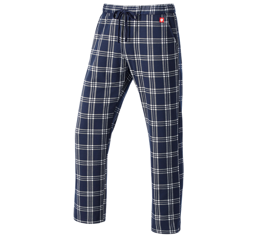 Accessoires: e.s. Geruite pyjamabroek + diepblauw/wit