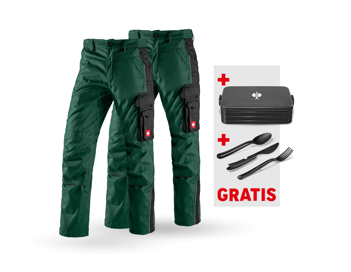 Kleding: SET: 2x Werkbroek e.s.active + groen/zwart