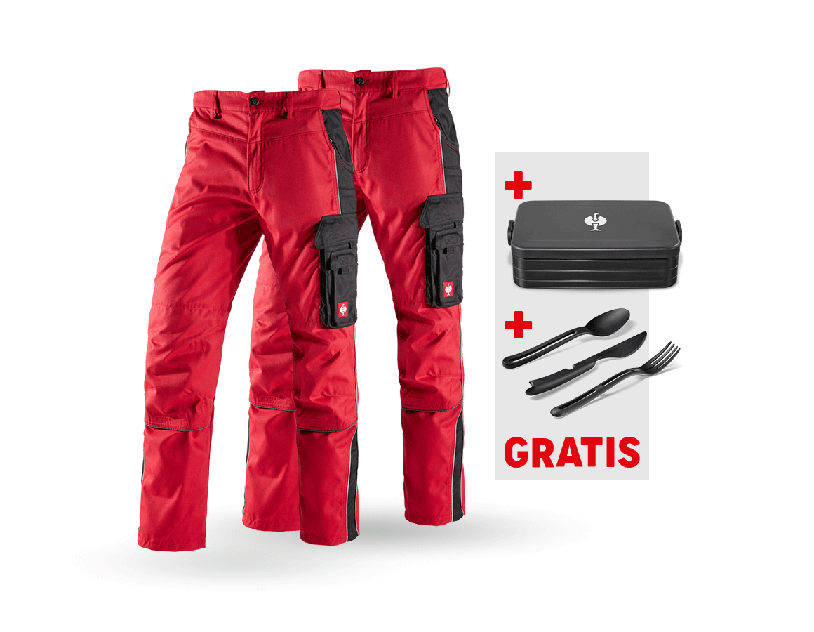 Bekleidung: SET: 2x Bundhose e.s.active + rot/schwarz