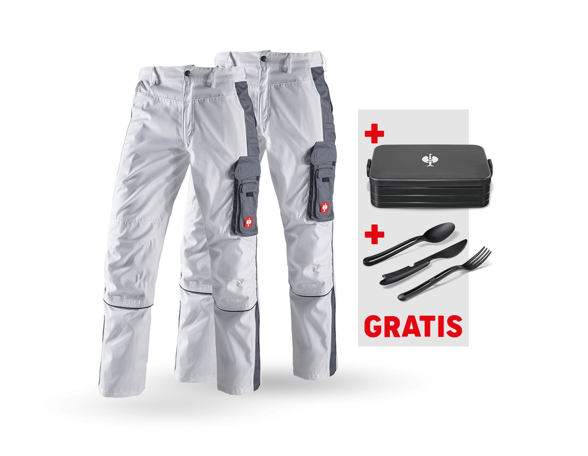 Kleding: SET: 2x Werkbroek e.s.active + wit/grijs