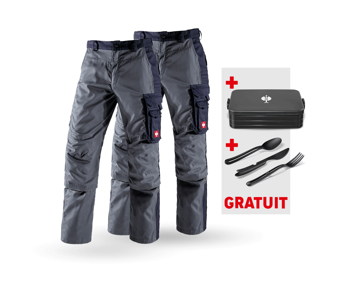 Vêtements: KIT : 2x Pantalon à taille élastique e.s.active + gris/bleu foncé