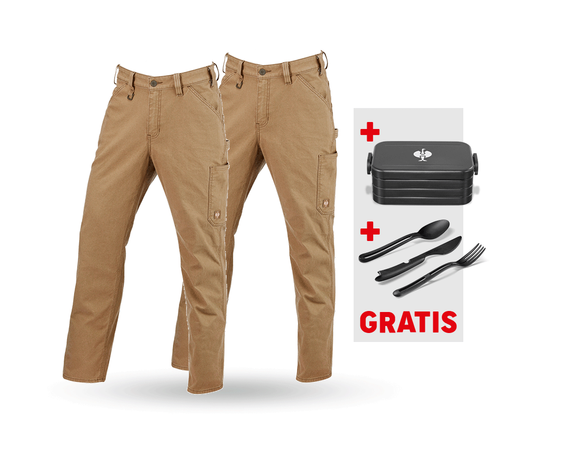 Kleding: SET: 2x werkbroek e.s.iconic + amandelbruin