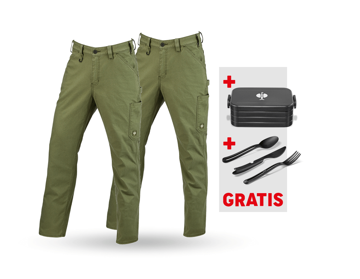 Kleding: SET: 2x werkbroek e.s.iconic + berggroen