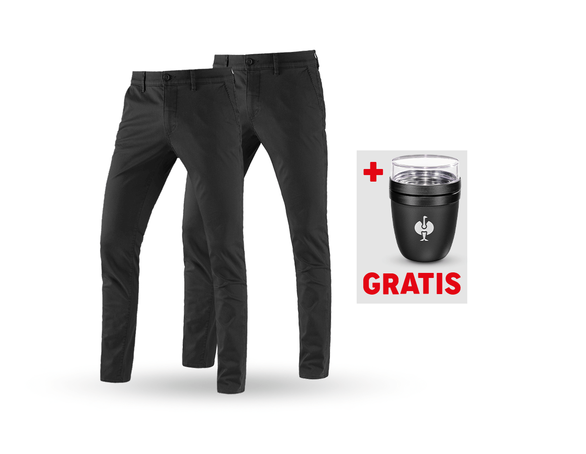 Kleding: SET: 2x e.s. 5-pocket-werkbroek chino + zwart