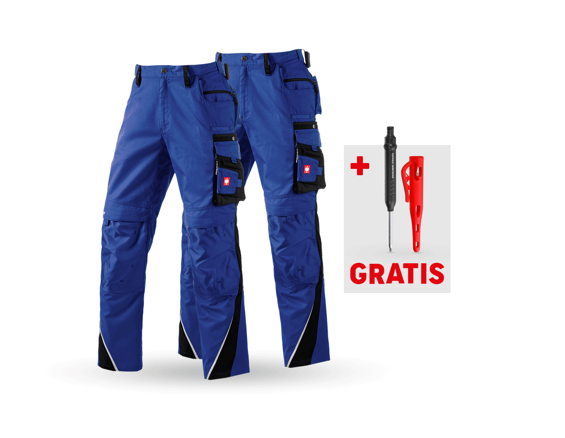 Kleding: SET: 2x Werkbroek e.s.motion + korenblauw/zwart