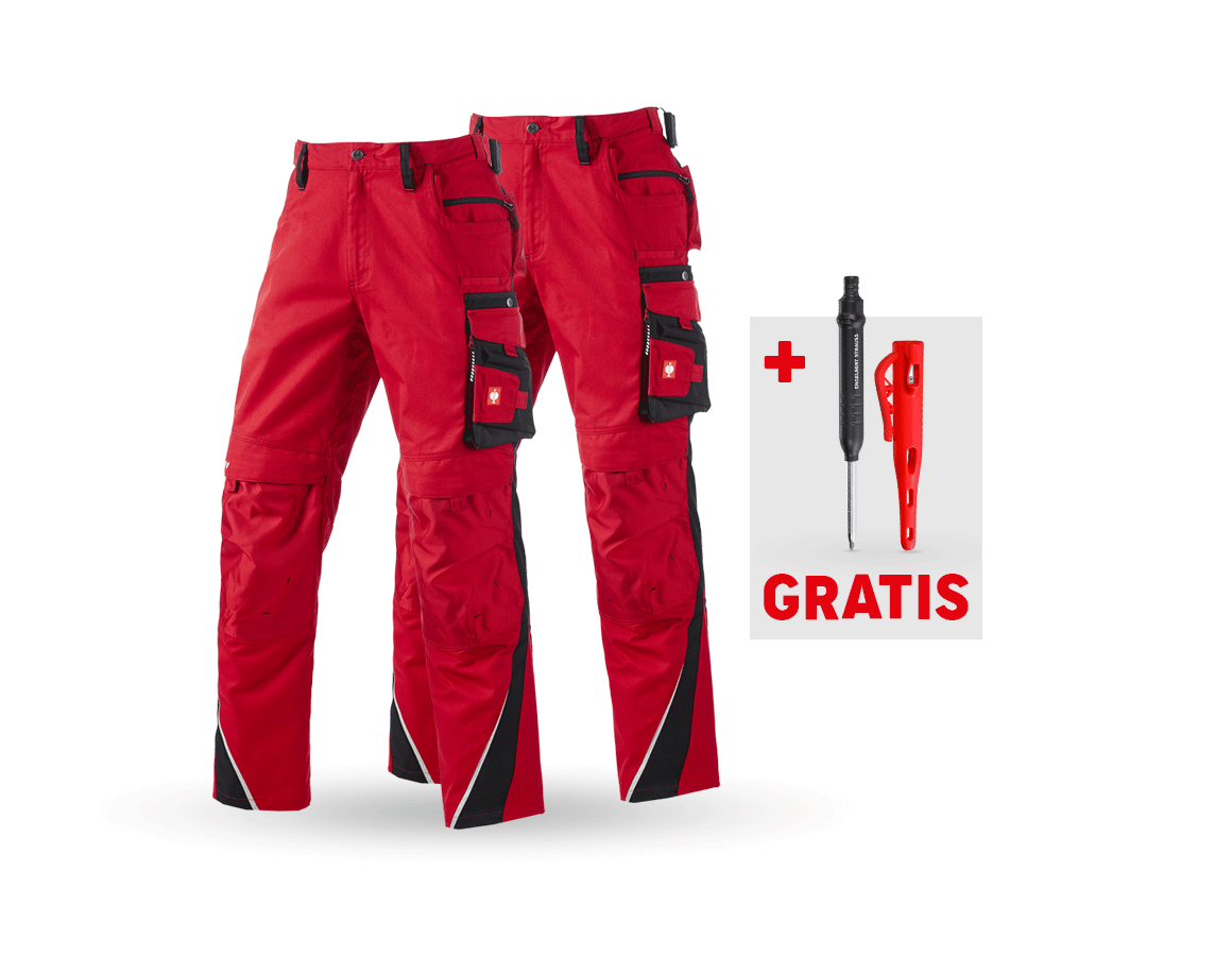 Bekleidung: SET: 2x Bundhose e.s.motion + rot/schwarz