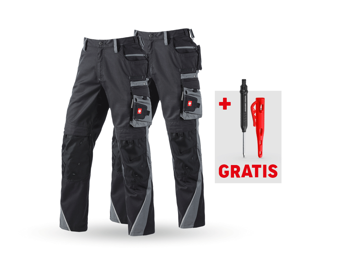 Kleding: SET: 2x Werkbroek e.s.motion + grafiet/cement