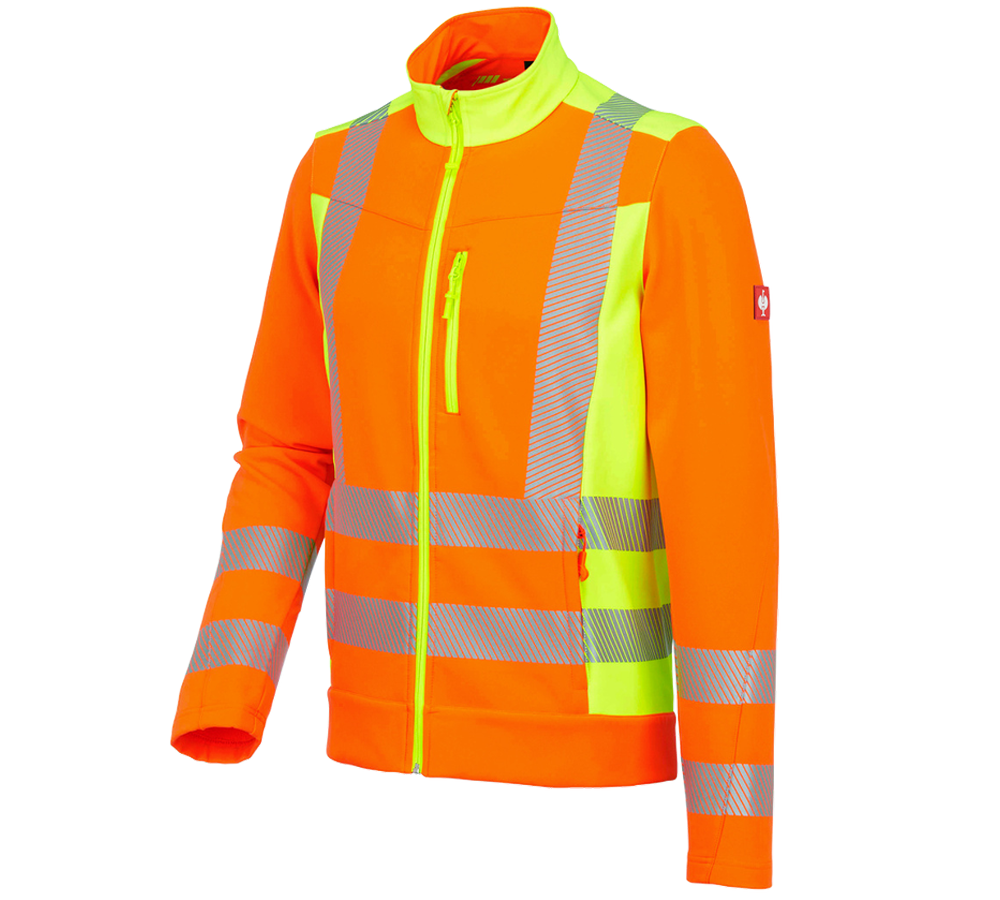 Vestes de travail: Veste softshell signal. softl. e.s.motion 2020 + orange fluo/jaune fluo