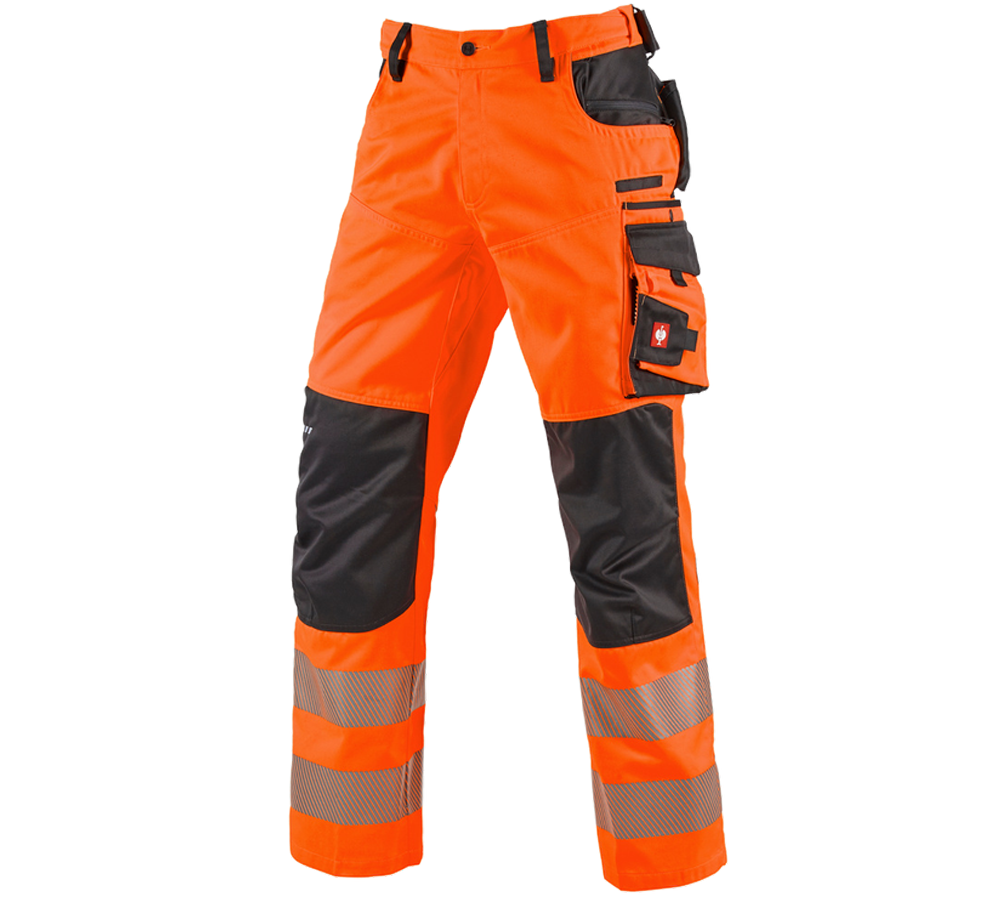 Pantalons de travail: Pantalon à taille élastique de signal. e.s.motion + orange fluo/anthracite