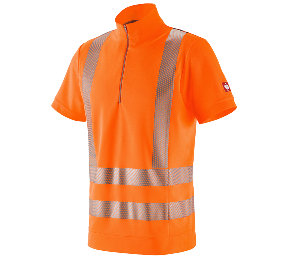 Bovenkleding: e.s. functioneel waarschuwings-ZIP-T-shirt UV + signaaloranje