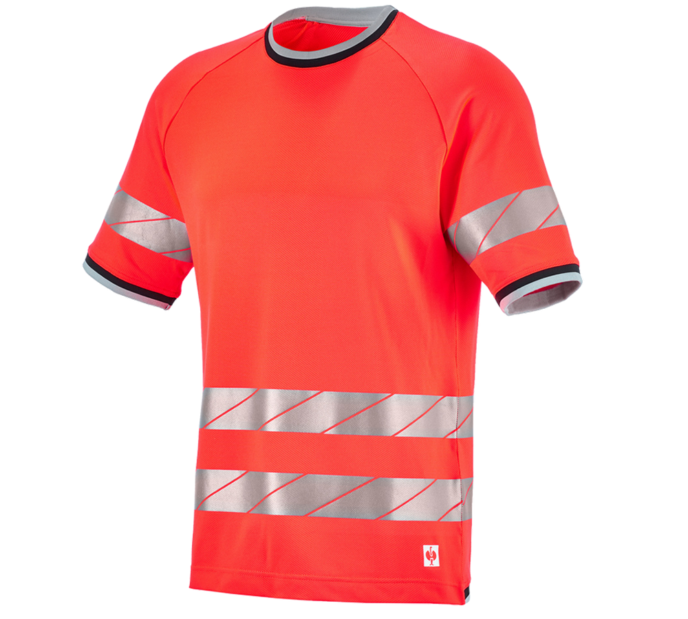 Hauts: T-shirt fonctionnel signal e.s.ambition + rouge fluo/noir