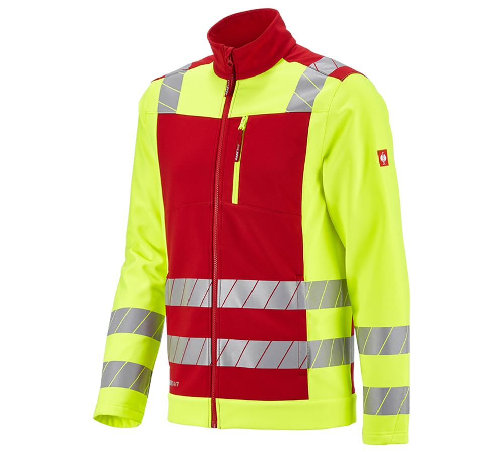 Vêtements: Veste softshell de signalisation e.s.motion 24/7 + rouge/jaune fluo