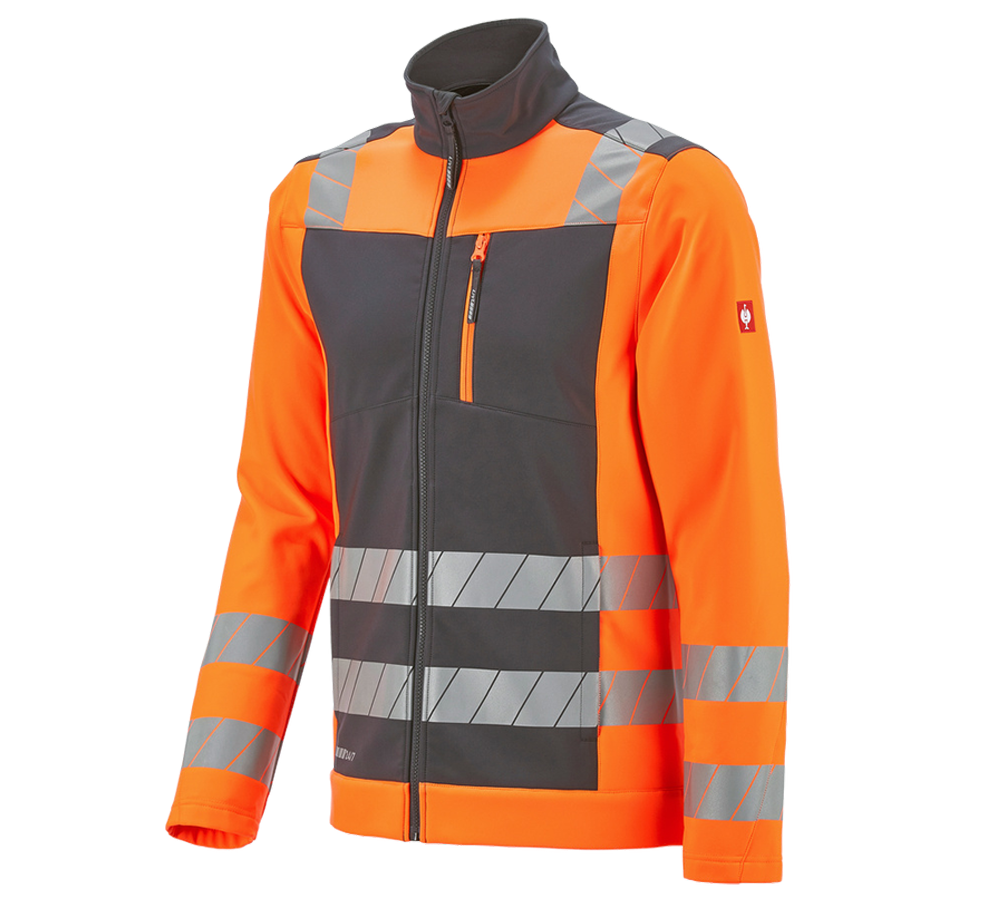 Werkjassen: Veiligheids-softshell-jack e.s.motion 24/7 + antraciet/signaaloranje