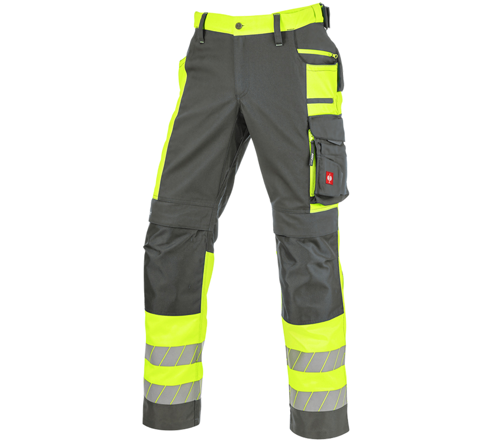 Thèmes: Pantalon à taille élast. signal. e.s.motion 24/7 + anthracite/jaune fluo