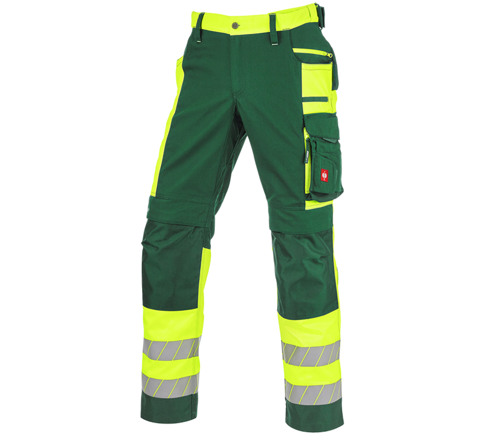 Kleding: Veiligheidswerkbroek e.s.motion 24/7 + groen/signaalgeel