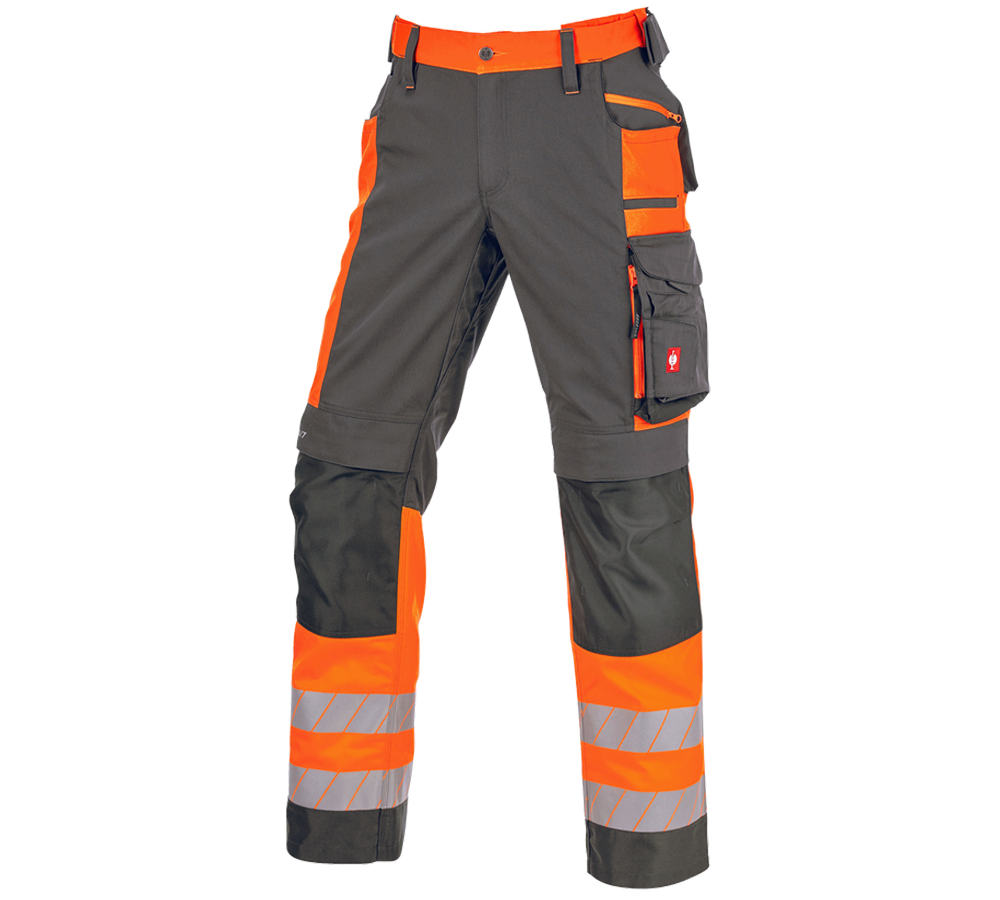 Vêtements: Pantalon à taille élast. signal. e.s.motion 24/7 + anthracite/orange fluo