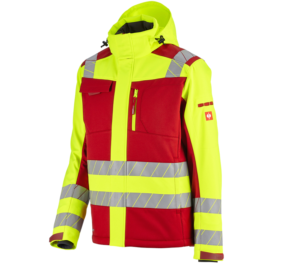 Vestes de travail: Veste softshell de signal. d'hiver e.s.motion 24/7 + rouge/jaune fluo