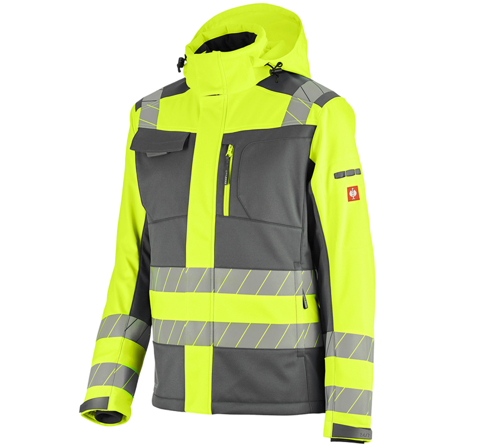 Kleding: Veiligheids winter-softshelljack e.s.motion 24/7 + antraciet/signaalgeel