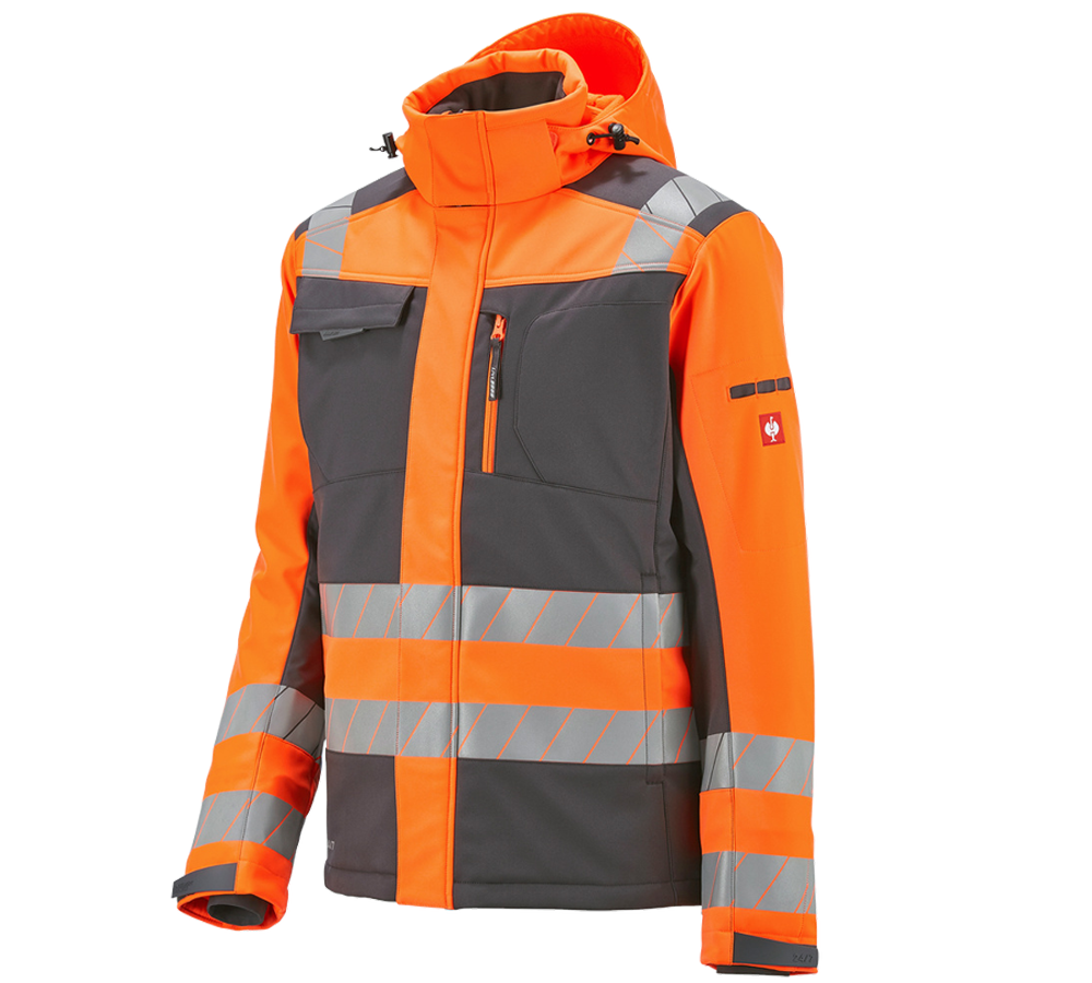 Kleding: Veiligheids winter-softshelljack e.s.motion 24/7 + antraciet/signaaloranje