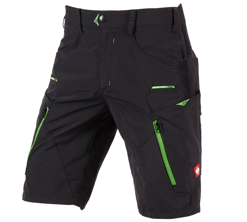 Pantalons de travail: e.s Short fonctionnel Superlite + noir/néon vert