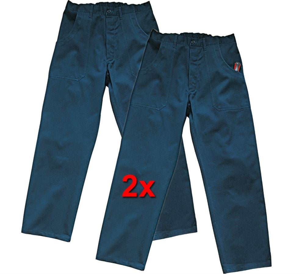 Pantalons de travail: Pantalon élastique Basic, lot de 2 + bleu foncé