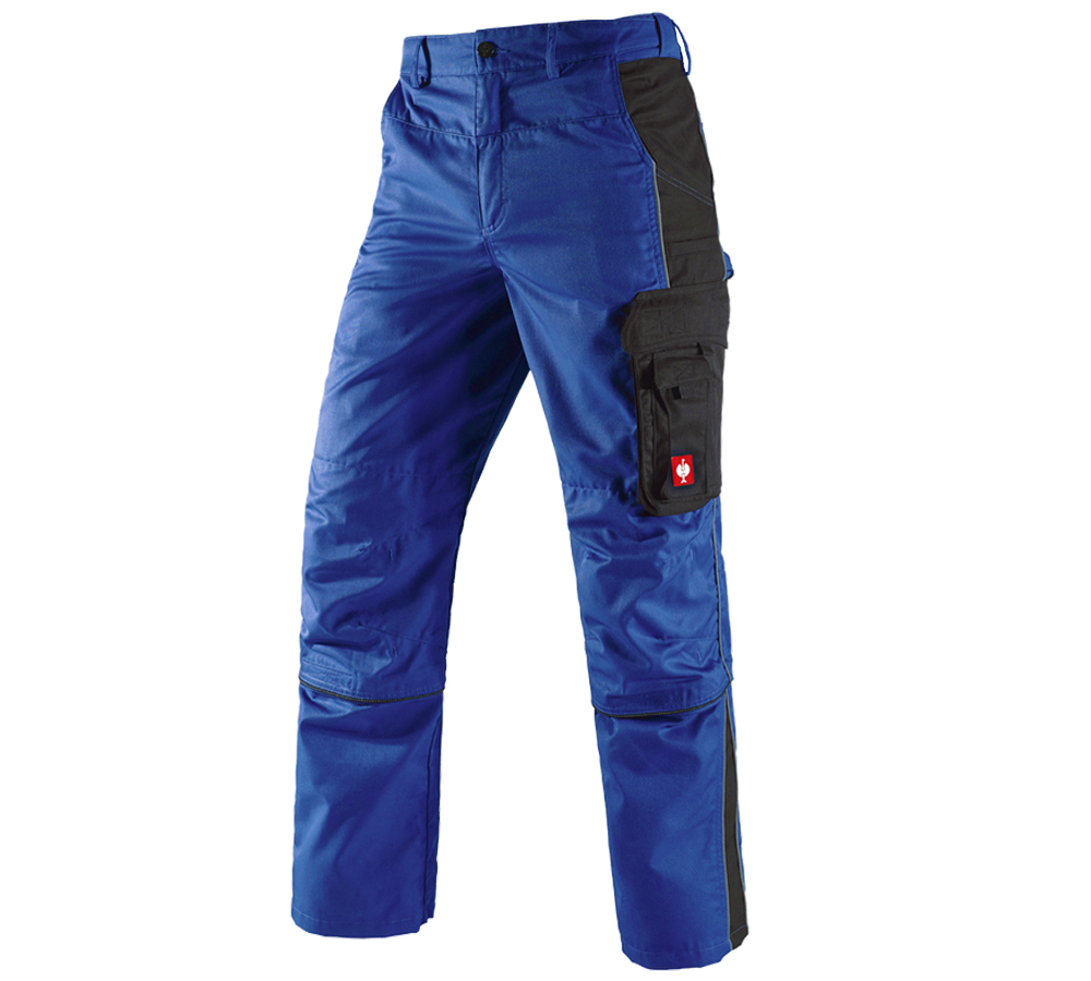 Pantalons de travail: Pantalon à taille élastique av. Zip-off e.s.active + bleu royal/noir