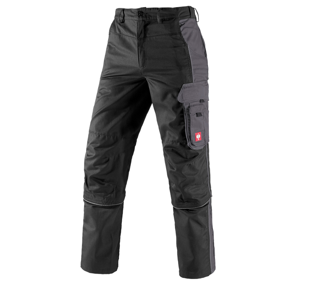 Pantalons de travail: Pantalon à taille élastique av. Zip-off e.s.active + noir/anthracite