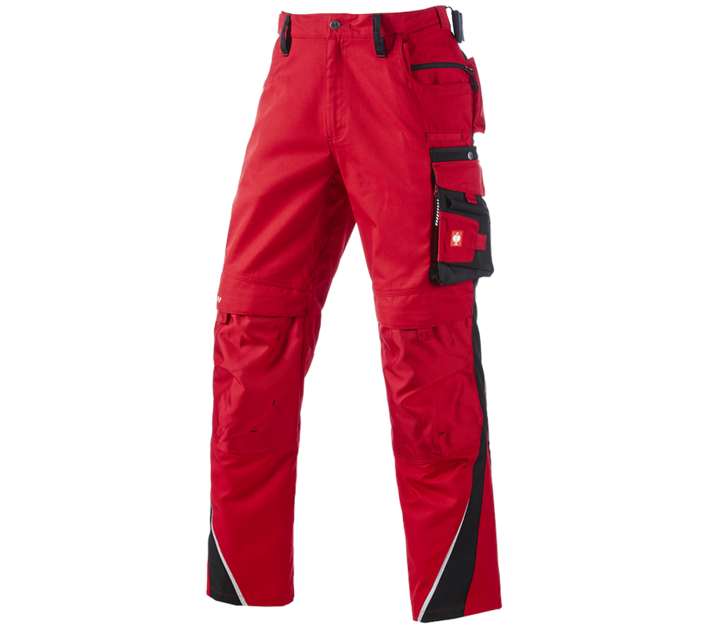 Menuisiers: Pantalon à taille élastique e.s.motion + rouge/noir