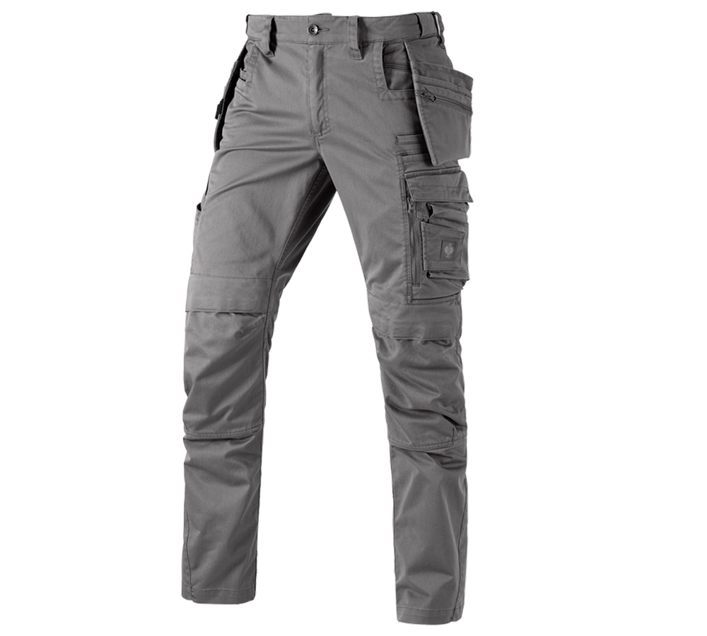 Horti-/ Sylvi-/ Agriculture: Pantalon à taille élast. e.s.motion ten tool-pouch + granit