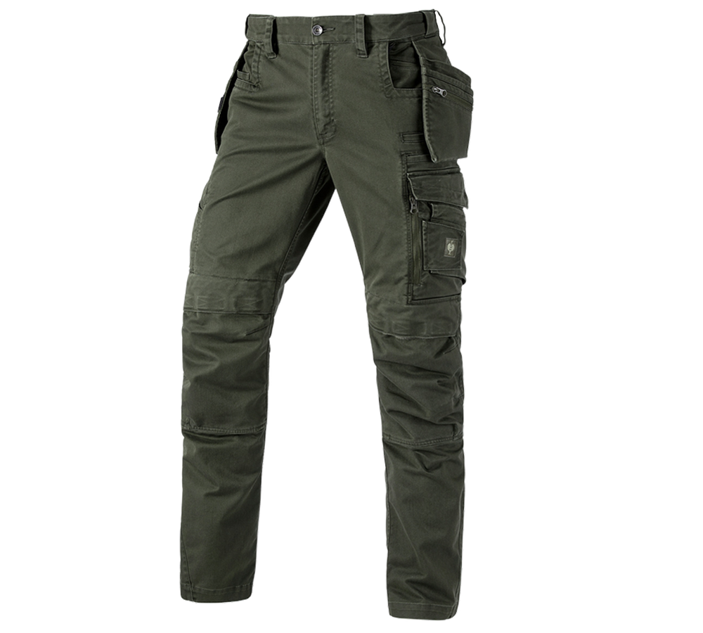 Menuisiers: Pantalon à taille élast. e.s.motion ten tool-pouch + vert camouflage