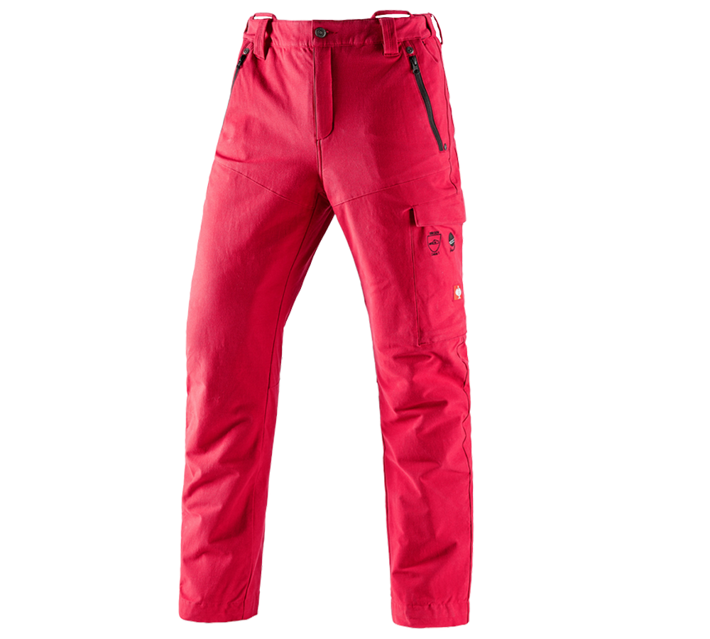 Pantalons de travail: Pantalon forest.élas. anticoupure e.s.cotton touch + rouge vif