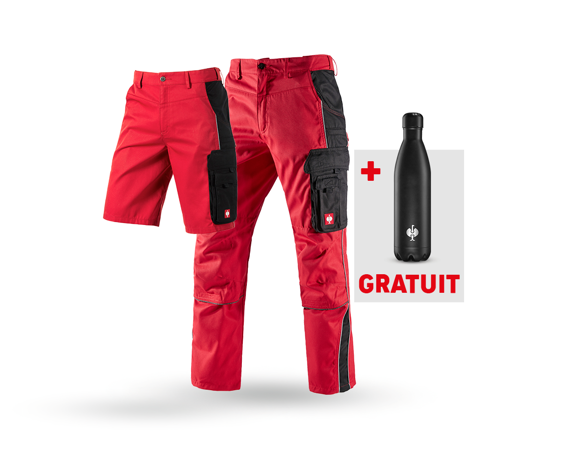 Vêtements: KIT: Pantalon à taille + Short e.s.active + Gourde + rouge/noir