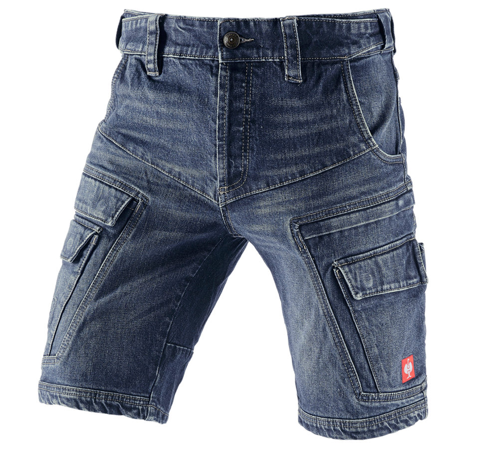 Werkbroeken: e.s. cargo worker-jeans short POWERdenim + darkwashed