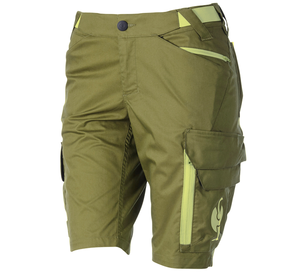 Pantalons de travail: Short e.s.trail, femmes + vert genévrier/vert citron