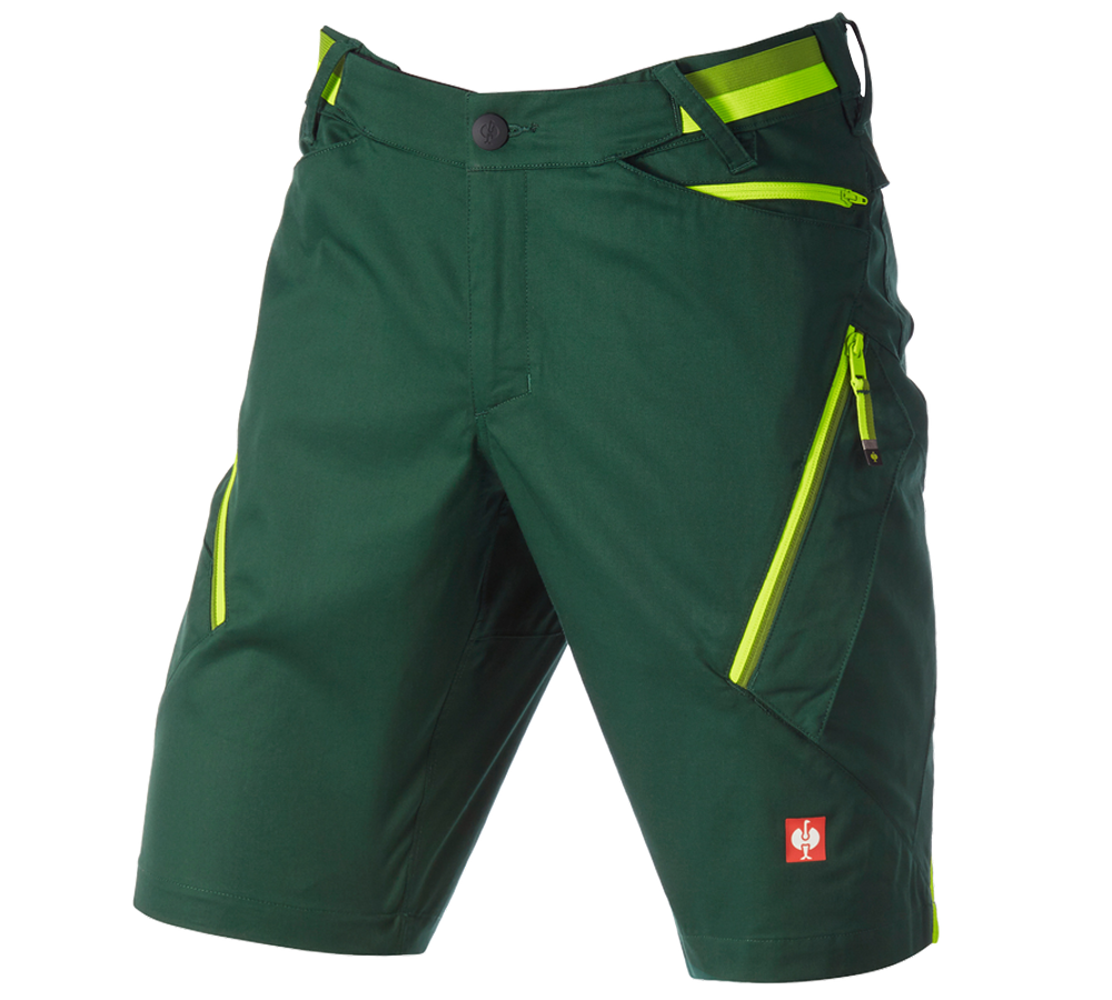 Pantalons de travail: Short à poches multiples e.s.ambition + vert/jaune fluo