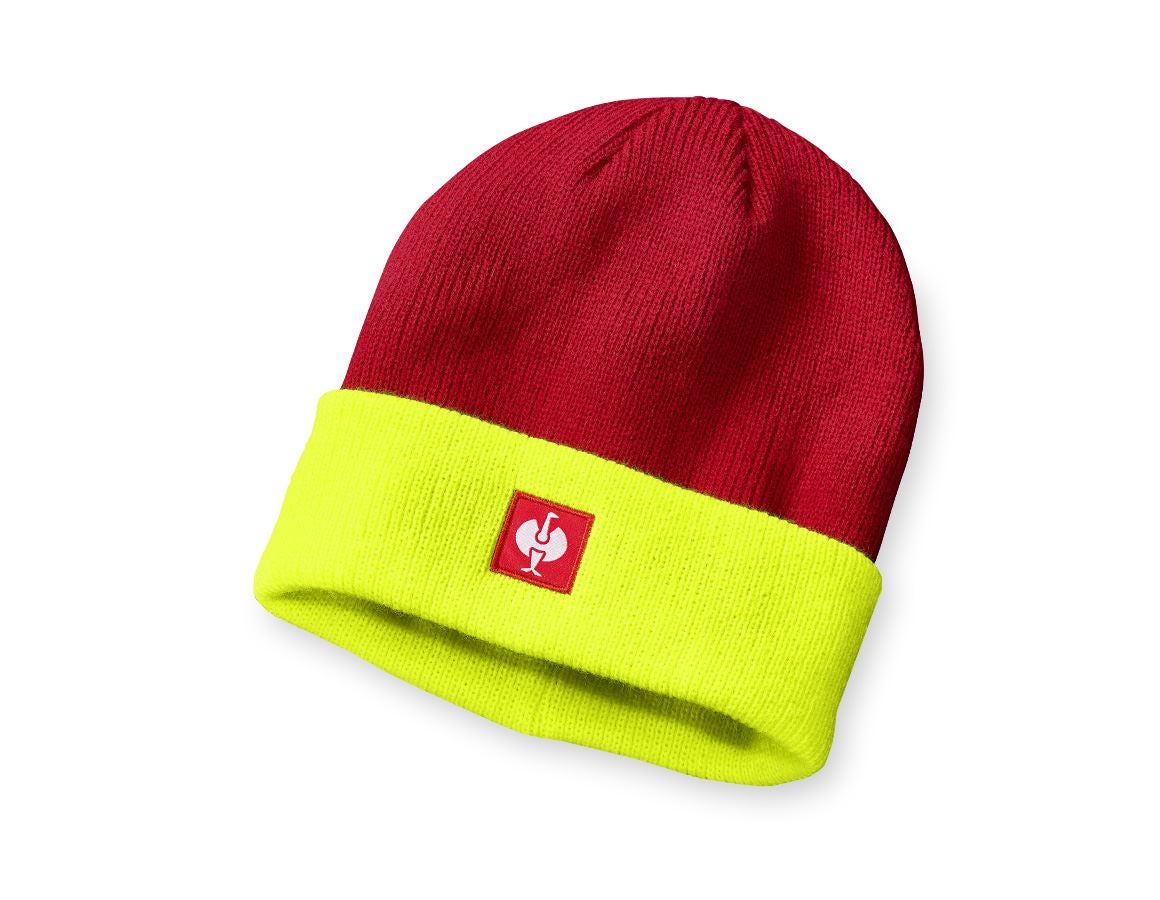 Thèmes: Bonnet tricoté e.s.motion 24/7 + rouge/jaune fluo