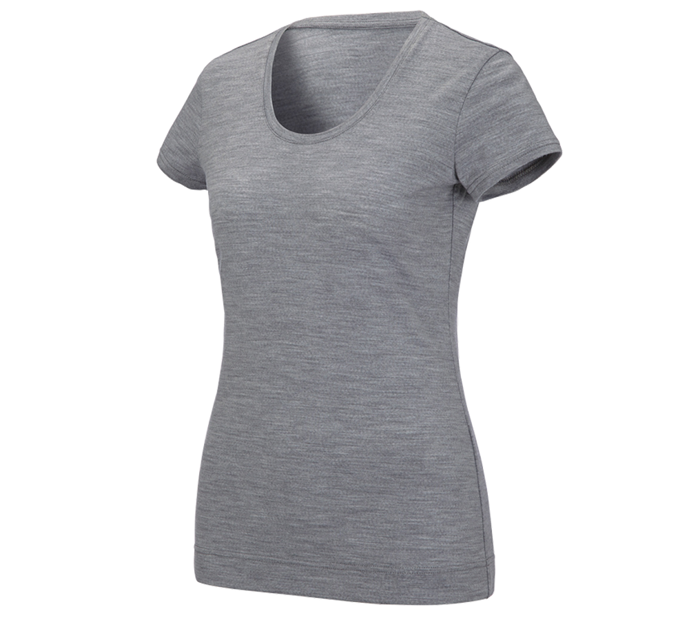 Onderwerpen: e.s. T-Shirt Merino light, dames + grijs mêlee