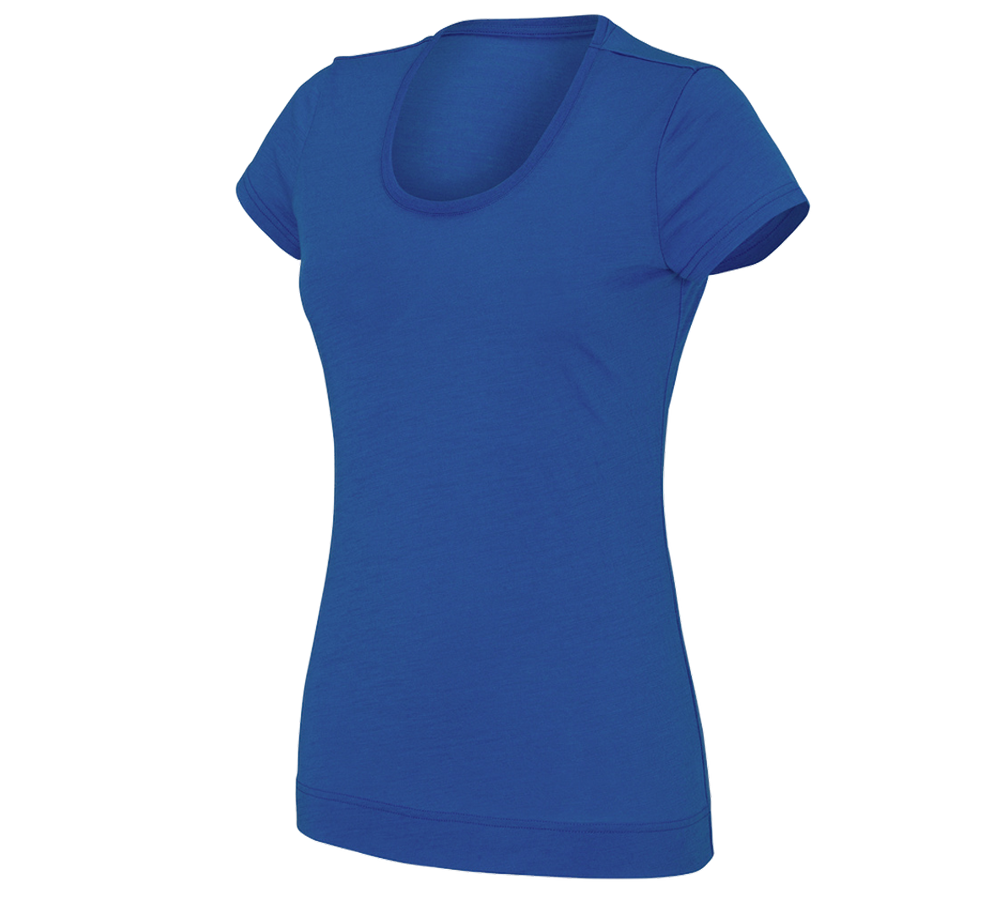 Thèmes: e.s. T-shirt Merino light, femmes + bleu gentiane
