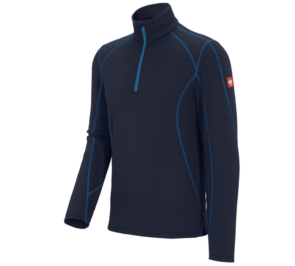 Shirts & Co.: Funkt.-Troyer thermo stretch e.s.motion 2020 + dunkelblau/atoll