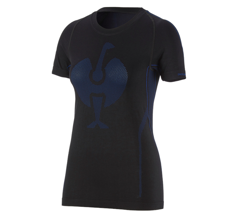 Funktionsunterwäsche: e.s. Funktions-T-Shirt seamless - warm, Damen + schwarz/enzianblau