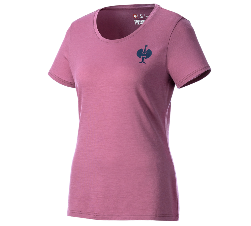 Bovenkleding: T-Shirt Merino  e.s.trail, dames + tarapink/diepblauw