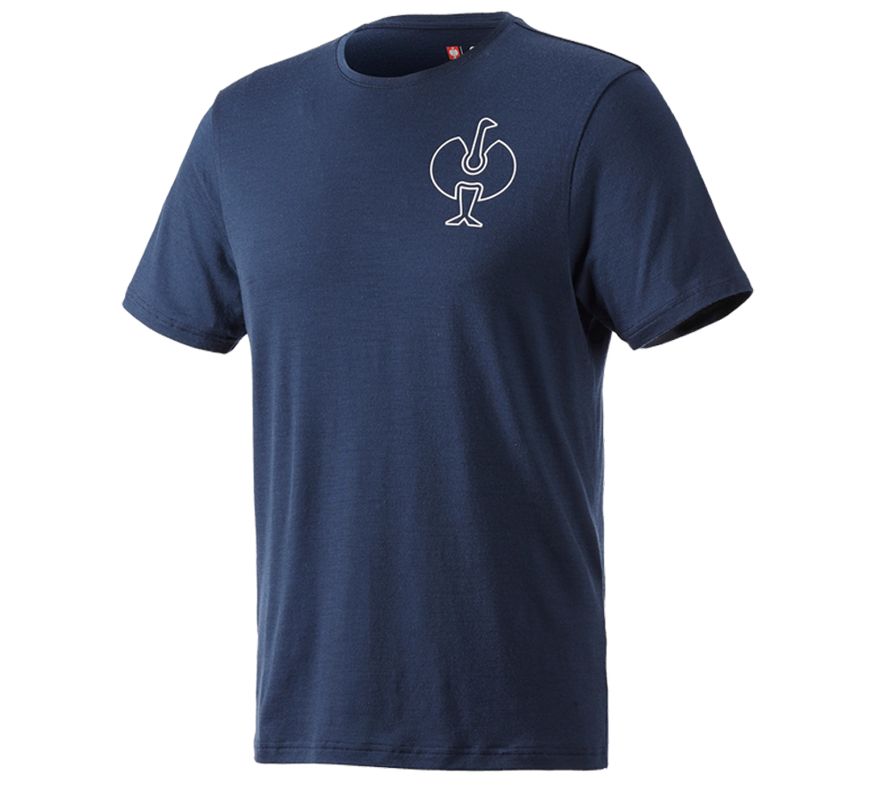 Bovenkleding: T-Shirt Merino e.s.trail + diepblauw/wit