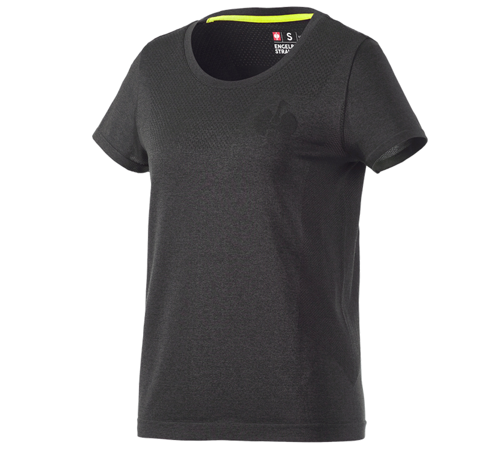 Bovenkleding: T-Shirt seamless  e.s.trail, dames + zwart melange