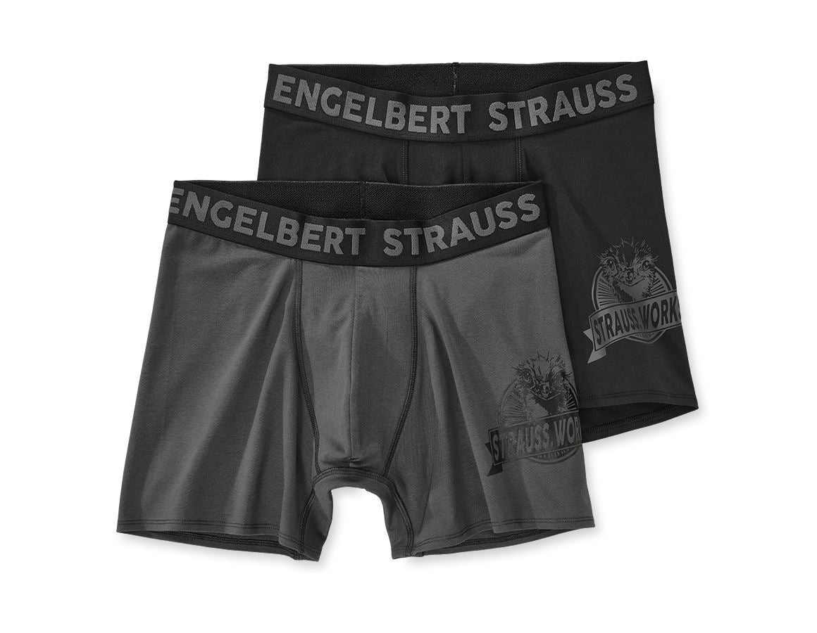Ondergoed | Thermokleding: Longleg boxers e.s.iconic, per 2 verpakt + carbongrijs+zwart