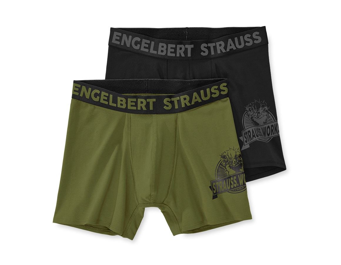 Ondergoed | Thermokleding: Longleg boxers e.s.iconic, per 2 verpakt + berggroen+zwart