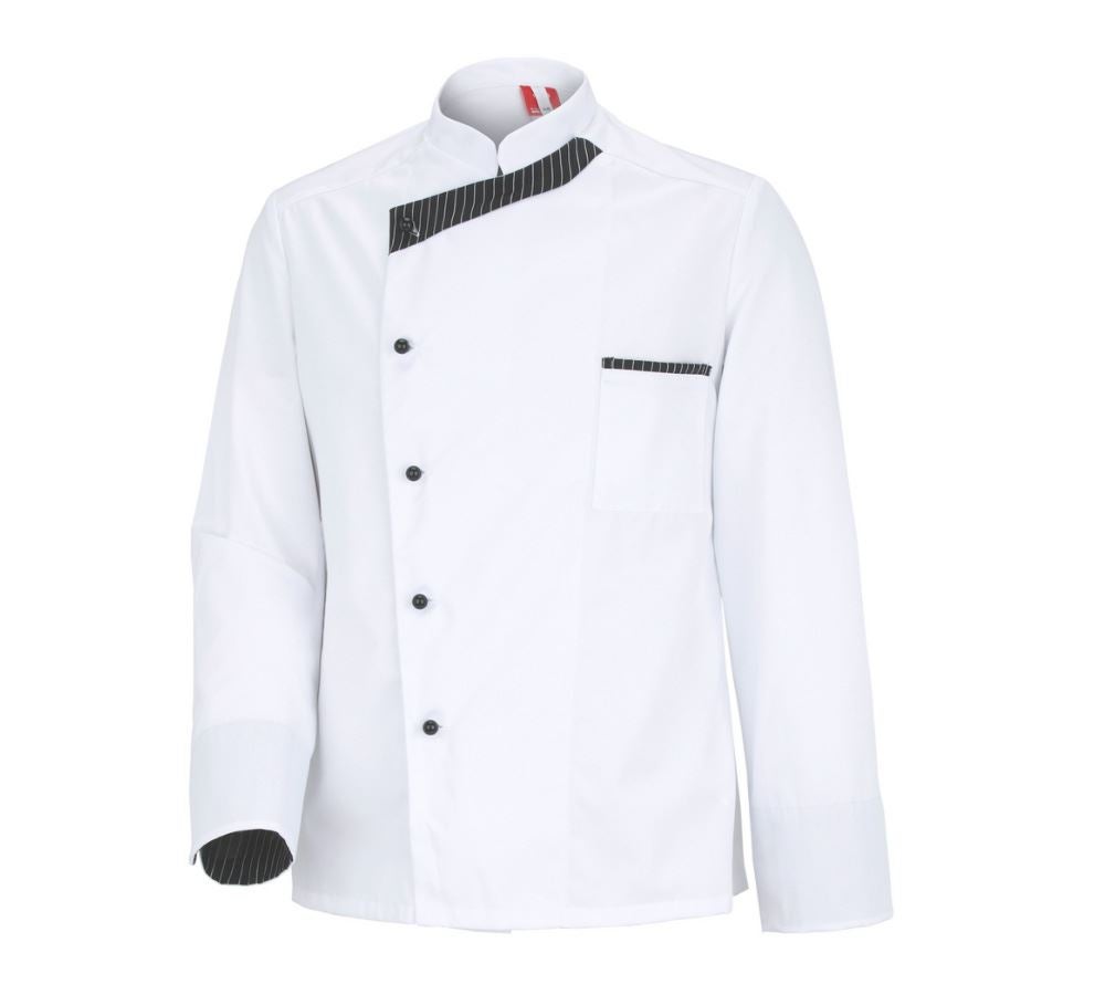 Hauts: Veste de cuisinier Elegance, manches longues + blanc/noir