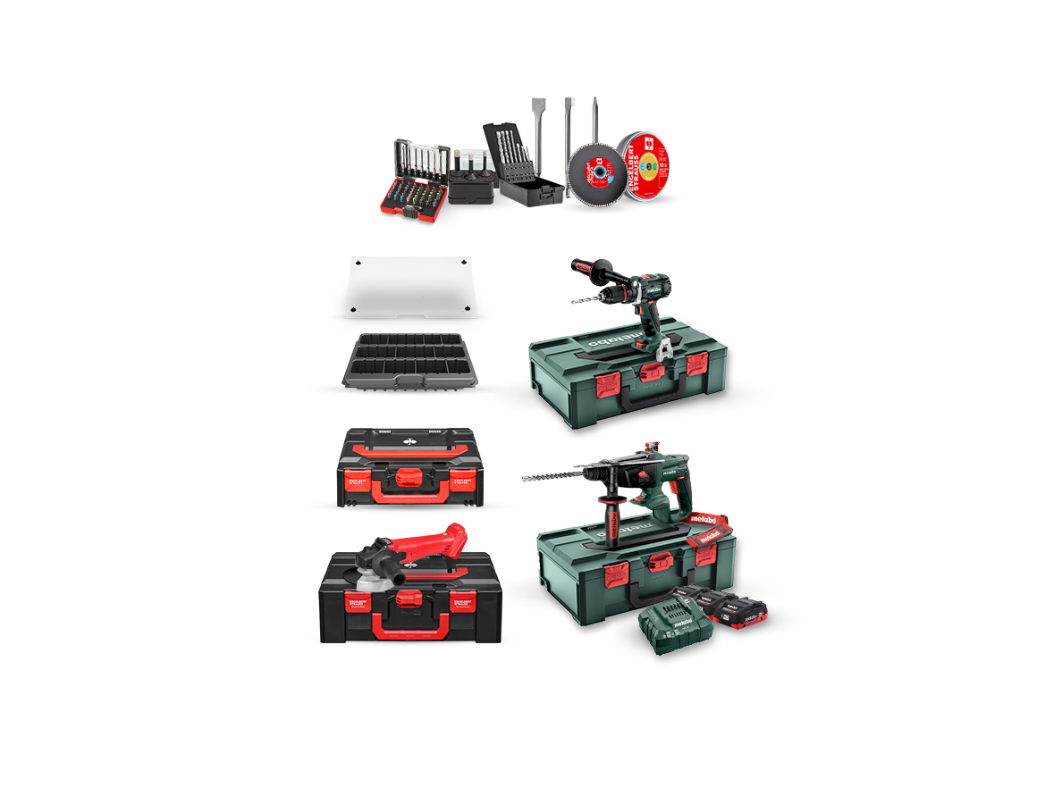 Système STRAUSSbox: Pack combiné Metabo 18V X 3x4,0 Ah ions lithium+ch