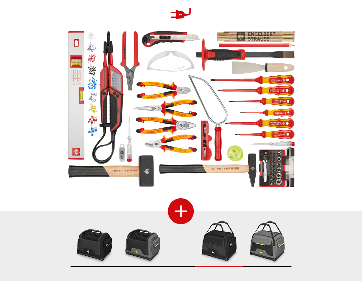 Système STRAUSSbox: Set d'outils électrique avec sacoche STRAUSSbox + noir