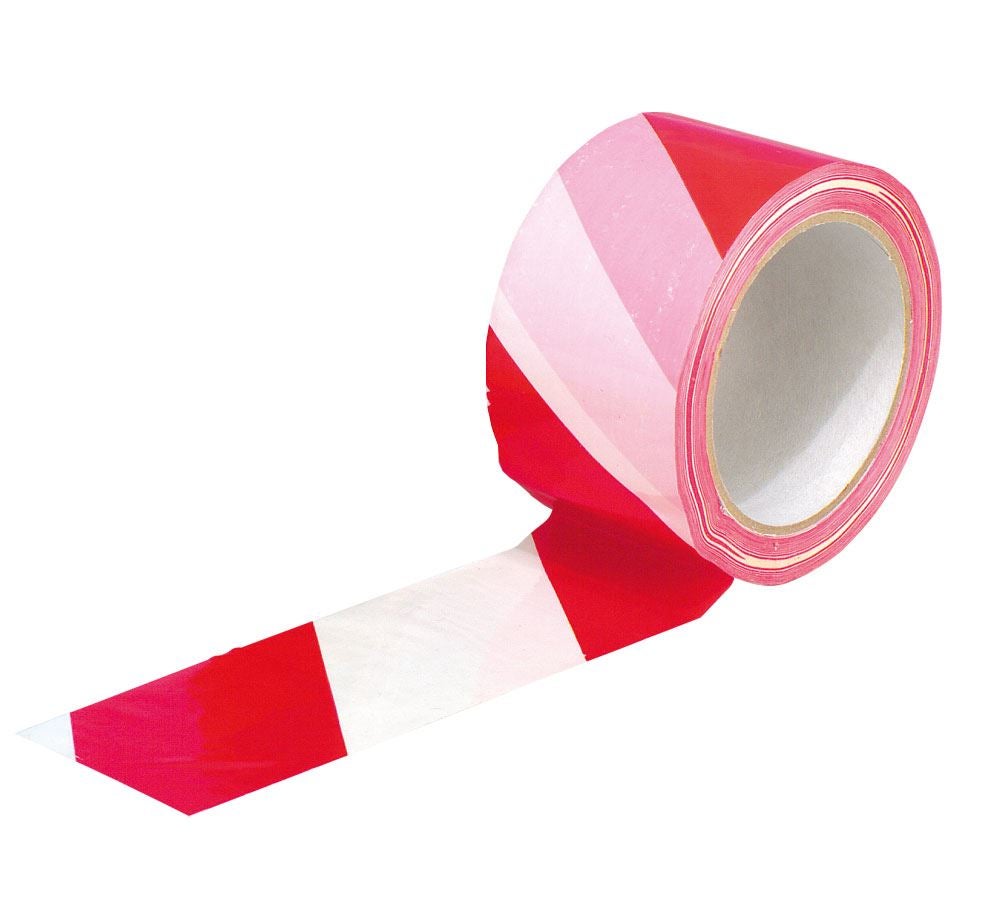 Kunststoffbänder | Kreppbänder: Warnband selbstklebend + rot/weiß